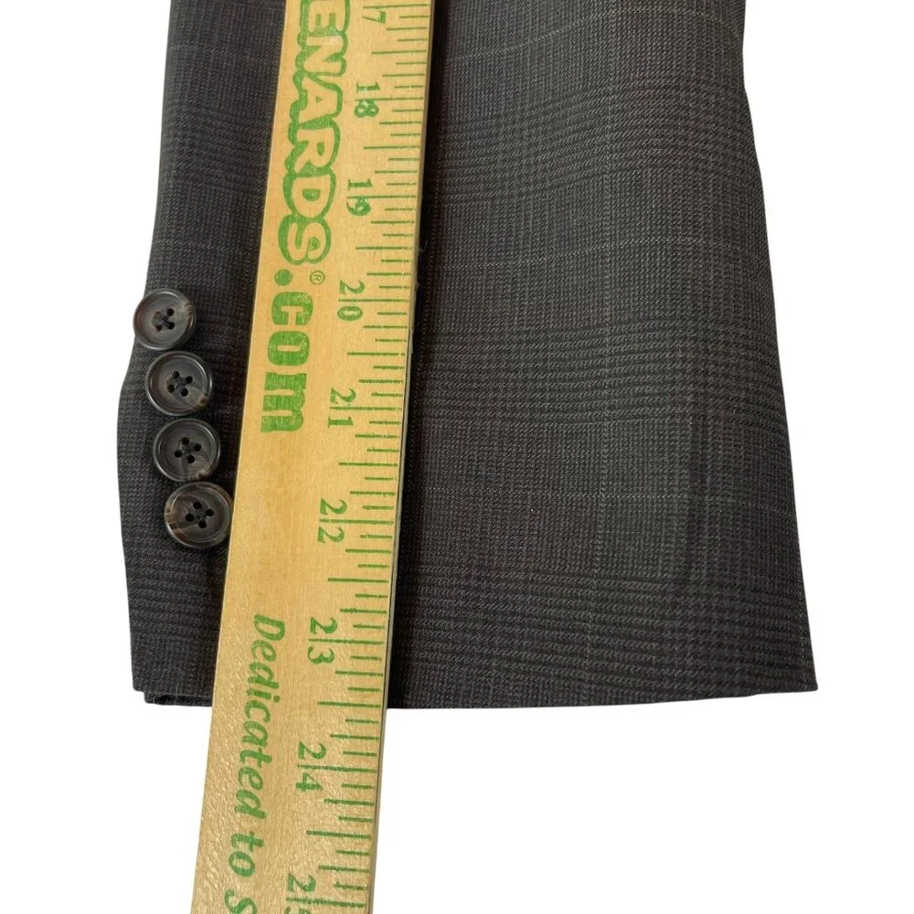 Ralph Lauren Wool Two Button Blazer Mens 40R Gray Plaid Pockets Suit Jacket